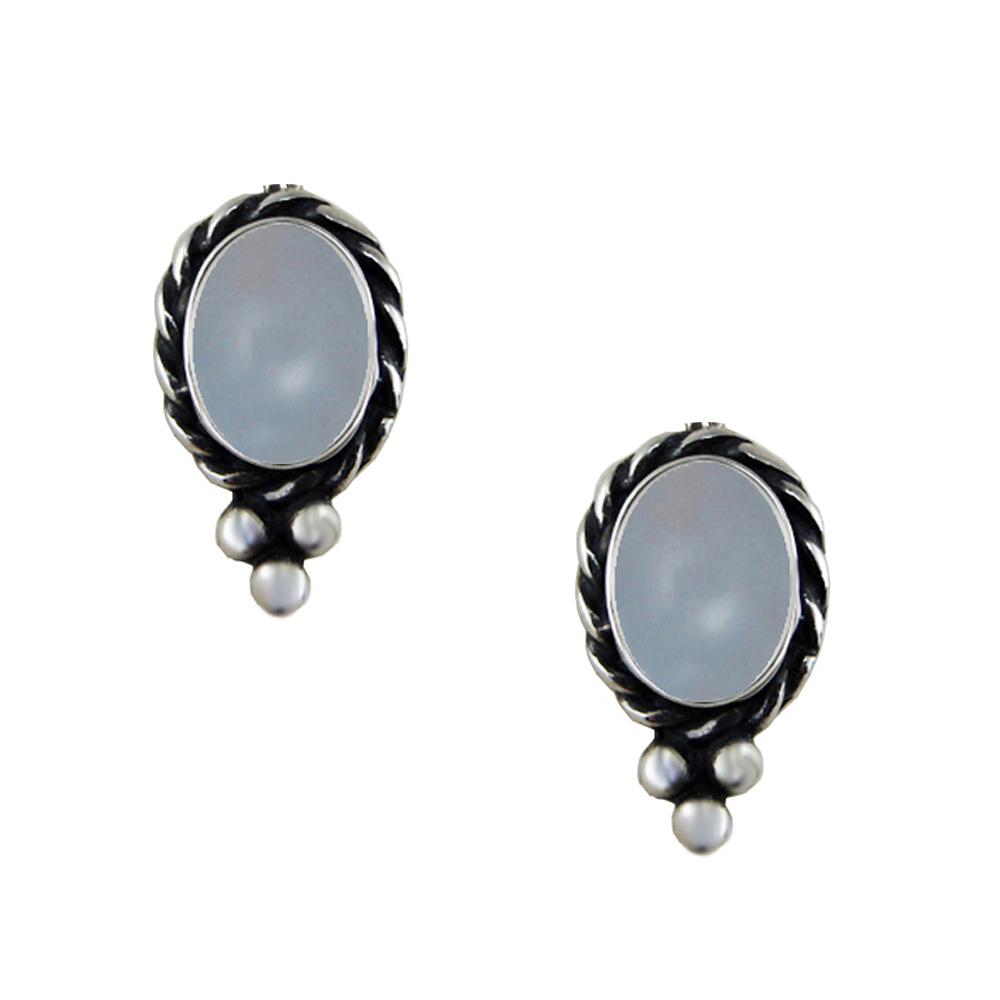 Sterling Silver Little Chalcedony Post Stud Earrings